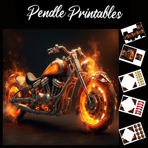 The Motorbike (6) 7x7 Card Kit. Matching Box, Gift Bauble,Tag