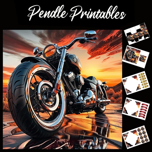 The Motorbike (15) 7x7 Card Kit. Matching Box, Gift Bauble,Tag