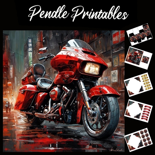 The Motorbike (17) 7x7 Card Kit. Matching Box, Gift Bauble,Tag