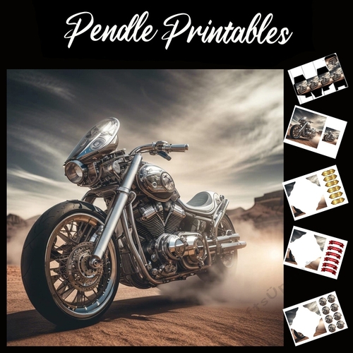 The Motorbike (18) 7x7 Card Kit. Matching Box, Gift Bauble,Tag