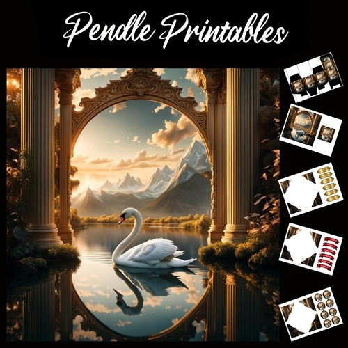 Beautiful Regal Swan 7x7 Card Kit. Matching Box, Gift Bauble,Tag