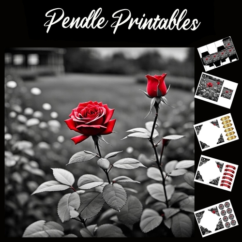 Roses Are Red 7x7 Card Kit. Matching Box, Gift Bauble,Tag