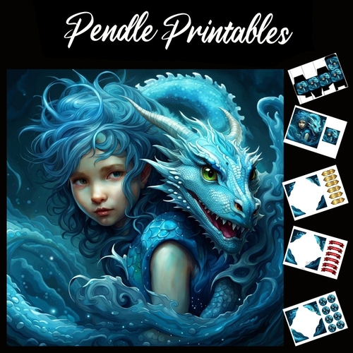 Mermaid And The Sea Serpent 7x7 Card Kit. Matching Box, Gift Bauble,Tag