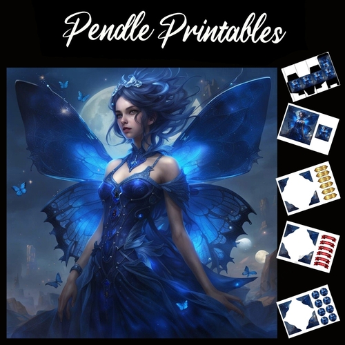 The Blue Butterfly Fairy 7x7 Card Kit. Matching Box, Gift Bauble,Tag