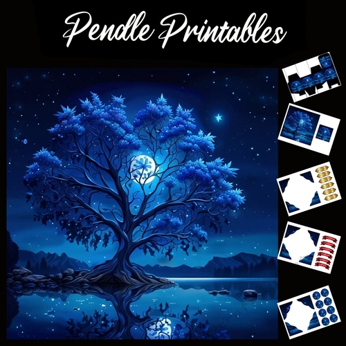 The Blue Tree 7x7 Card Kit. Matching Box, Gift Bauble,Tag