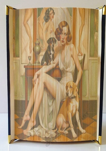 Vintage Art Deco Woman With Dog Fore Edge Strip Art Pattern