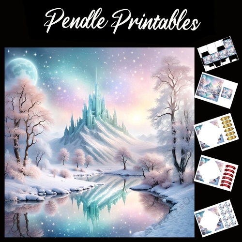 Ice Kingdom 7x7 Card Kit. Matching Box, Gift Bauble,Tag