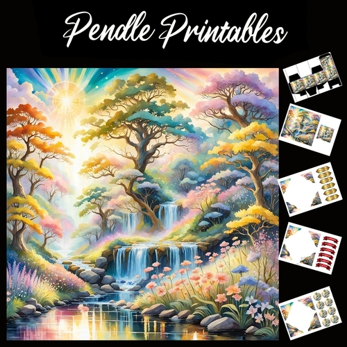 Water Meadow 7x7 Card Kit. Matching Box, Gift Bauble,Tag