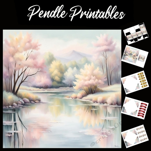 Pastel Waters 7x7 Card Kit. Matching Box, Gift Bauble,Tag