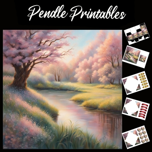 End Of The Stream 7x7 Card Kit. Matching Box, Gift Bauble,Tag
