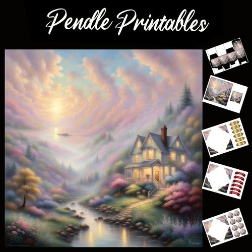 The Peaceful Place 7x7 Card Kit. Matching Box, Gift Bauble,Tag