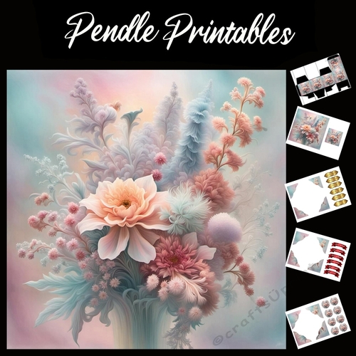The Beautiful Bouquet 7x7 Card Kit. Matching Box, Gift Bauble,Tag