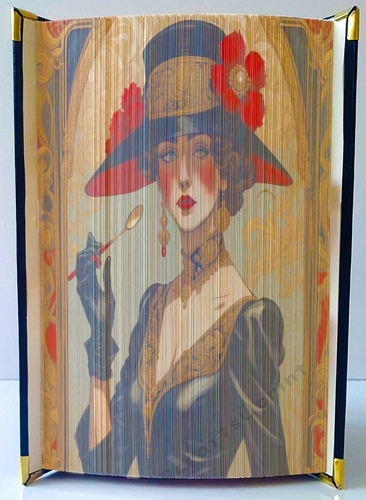 Vintage Art Deco Lady In Hat 10 Fore Edge Strip Art Book Pattern