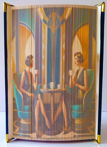 Vintage Art Deco Ladys At Lunch 16 Fore Edge Strip Art Book Pattern