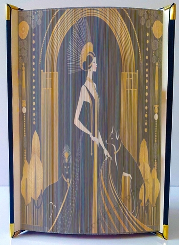 Vintage Art Deco Lady With Large Cats 18 Fore Edge Strip Art Book Pattern