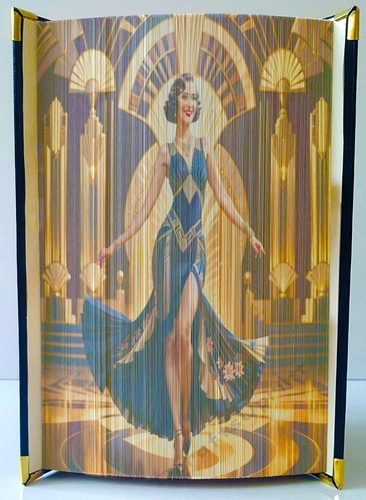 Vintage Art Deco Lady Running 19 Fore Edge Strip Art Book Pattern