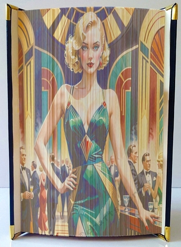 Vintage Art Deco Lady 25 Fore Edge Strip Art Book Pattern