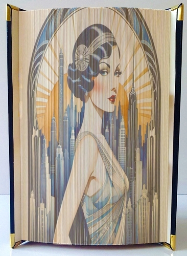 Vintage Art Deco Lady 30 Fore Edge Strip Art Book Pattern