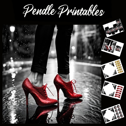 Ruby Red Shoes 7x7 Card Kit. Matching Box, Gift Bauble,Tag