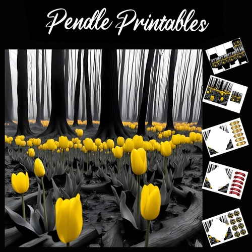 Yellow Tulips 7x7 Card Kit. Matching Box, Gift Bauble,Tag