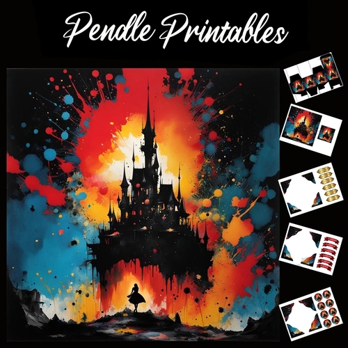 Splatter Art: The Nightmare House 7x7 Card Kit. Matching Box, Gift Bauble,Tag