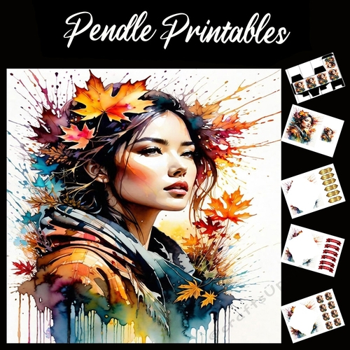 Splatter Art: Autumn Beauty 7x7 Card Kit. Matching Box, Gift Bauble,Tag