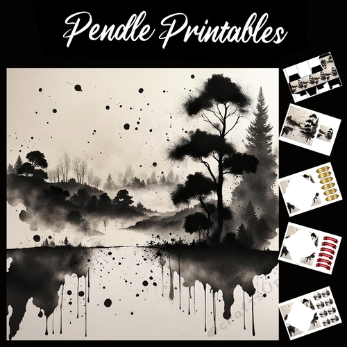 Splatter Art: Black Meadow 7x7 Card Kit. Matching Box, Gift Bauble,Tag
