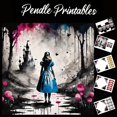 Splatter Art: Alices Nightmare 7x7 Card Kit. Matching Box, Gift Bauble,Tag