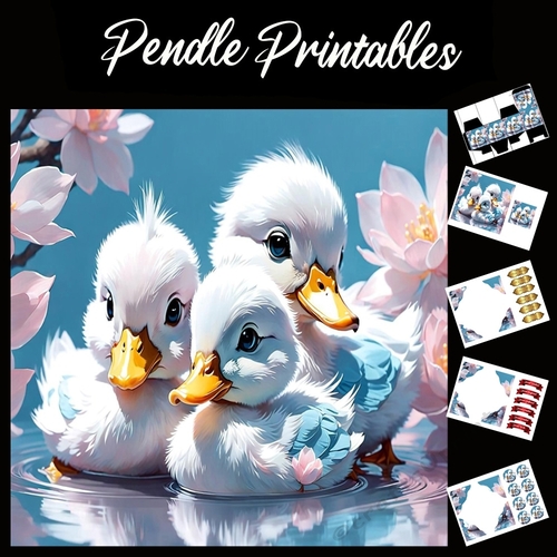 Three Little Quackers 7x7 Card Kit. Matching Box, Gift Bauble,Tag