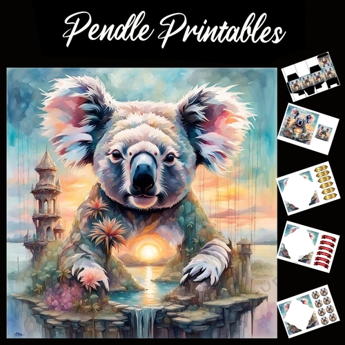 Koala Bears Holiday 7x7 Card Kit. Matching Box, Gift Bauble,Tag