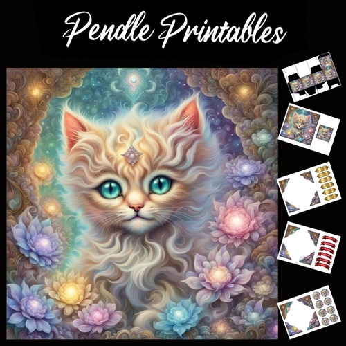 Mystic Mog 7x7 Card Kit. Matching Box, Gift Bauble,Tag