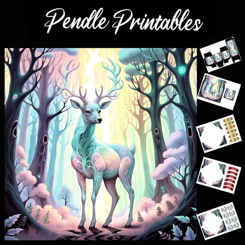 Tribal Forest Stag 7x7 Card Kit. Matching Box, Gift Bauble,Tag