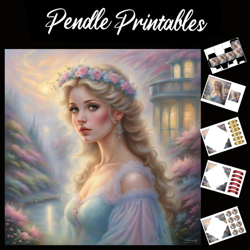 The Fairytale Princess 7x7 Card Kit. Matching Box, Gift Bauble,Tag