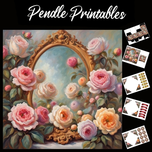 Roses & The Frame 7x7 Card Kit. Matching Box, Gift Bauble,Tag