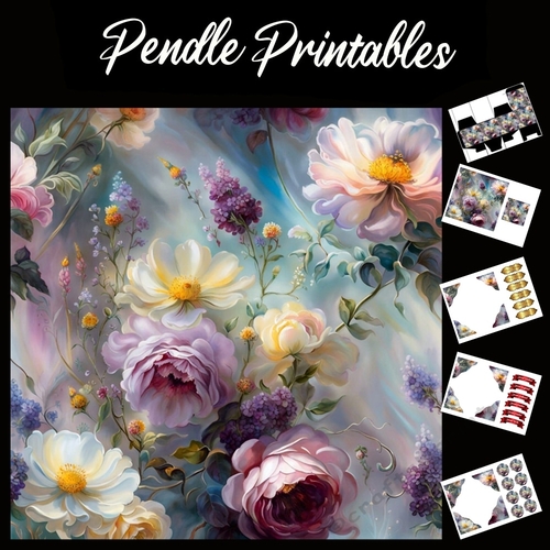 Flowers In Motion 7x7 Card Kit. Matching Box, Gift Bauble,Tag