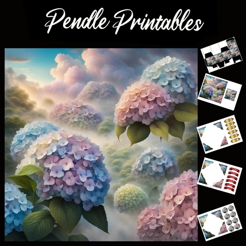 Meadows Blooms (6) 7x7 Card Kit. Matching Box, Gift Bauble,Tag