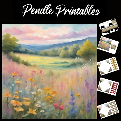 Beautiful Meadow Flowers (12) 7x7 Card Kit. Matching Box, Gift Bauble,Tag