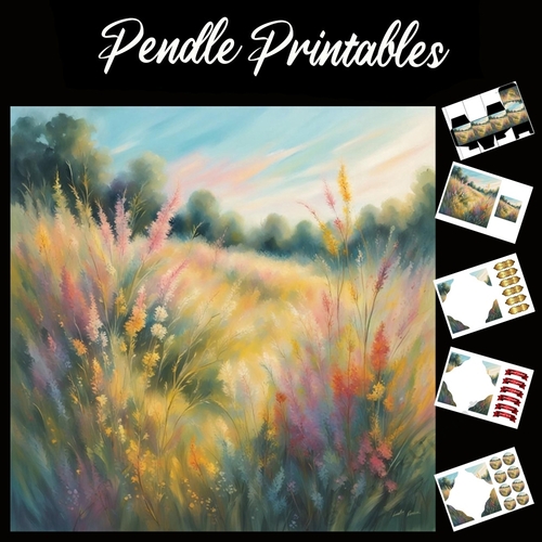 Beautiful Meadow Flowers (15) 7x7 Card Kit. Matching Box, Gift Bauble,Tag