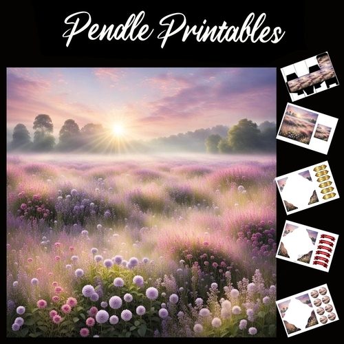Beautiful Meadow Flowers (19) 7x7 Card Kit. Matching Box, Gift Bauble,Tag