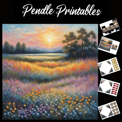 Beautiful Meadow Flowers (20) 7x7 Card Kit. Matching Box, Gift Bauble,Tag