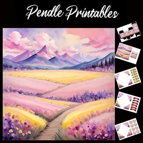 Beautiful Meadow Flowers (21) 7x7 Card Kit. Matching Box, Gift Bauble,Tag
