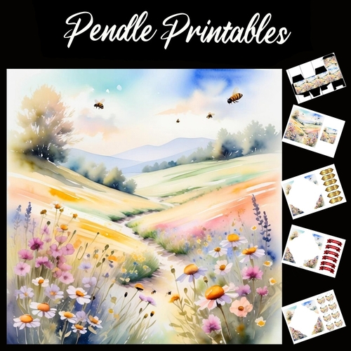 Beautiful Meadow Flowers (23) 7x7 Card Kit. Matching Box, Gift Bauble,Tag