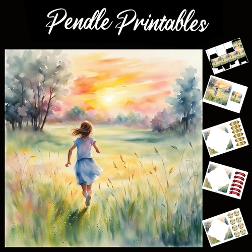 Meadow Runner 7x7 Card Kit. Matching Box, Gift Bauble,Tag