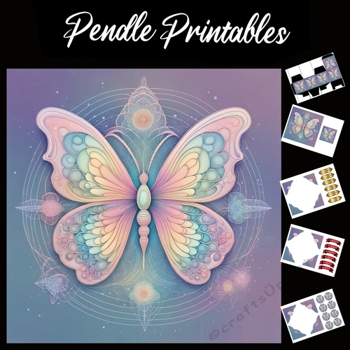 Art Butterfly 7x7 Card Kit. Matching Box, Gift Bauble,Tag