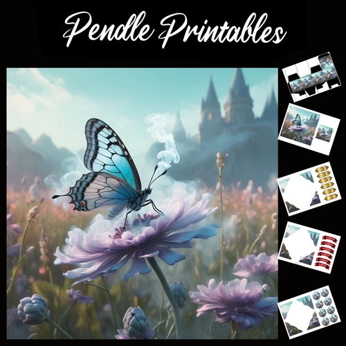 Smokey Butterfly 7x7 Card Kit. Matching Box, Gift Bauble,Tag