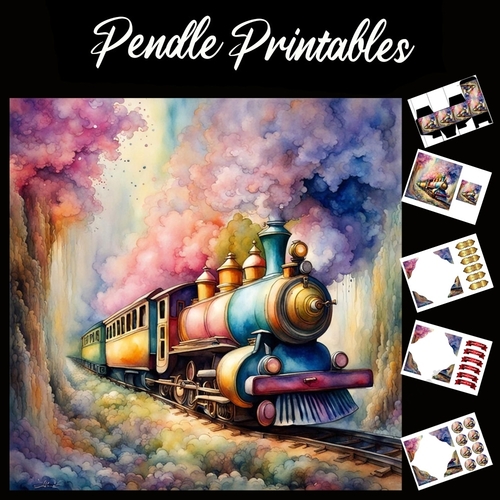 Rainbow Loco 7x7 Card Kit. Matching Box, Gift Bauble,Tag