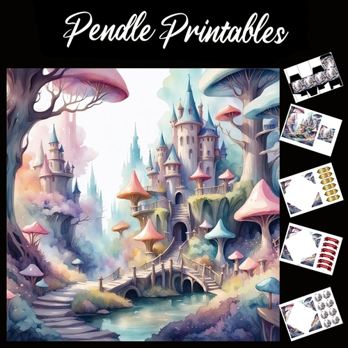 Fairy Castle 7x7 Card Kit. Matching Box, Gift Bauble,Tag
