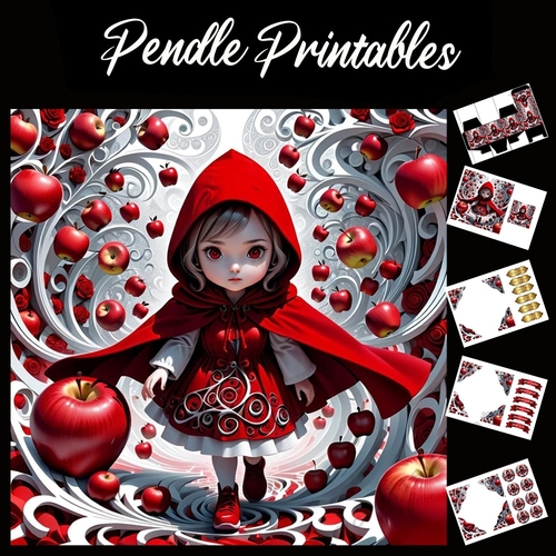 Red & Apples 7x7 Card Kit. Matching Box, Gift Bauble,Tag