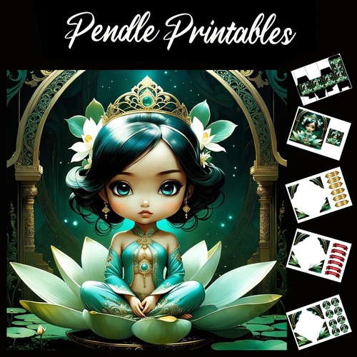 Beautiful Princess 7x7 Card Kit. Matching Box, Gift Bauble,Tag