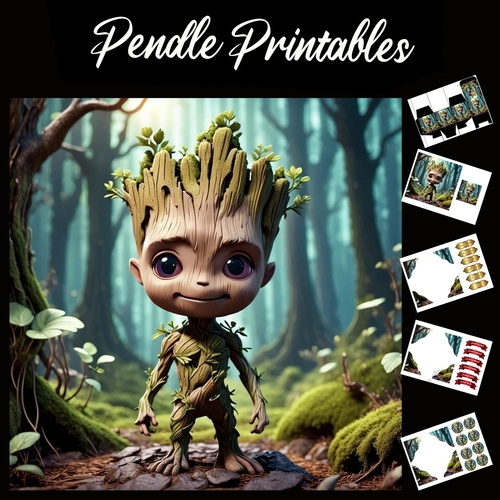 Little Tree Person 7x7 Card Kit. Matching Box, Gift Bauble,Tag